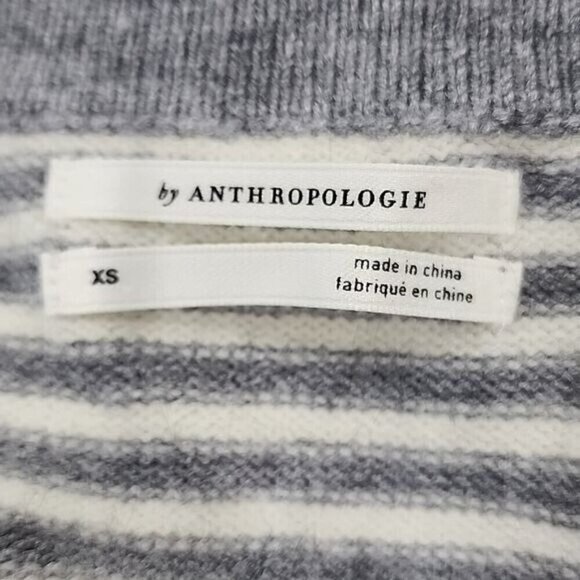 Anthropologie Sweater Tunic Long Sleeve Gray and White Striped Women's XS - Picture 3 of 6